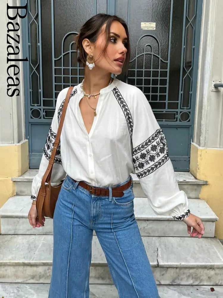 Elegant Loose Blouses - Bohimian 2024 Long Sleeve Tops