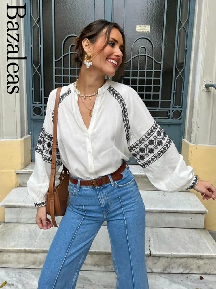 Elegant Loose Blouses - Bohimian 2024 Long Sleeve Tops