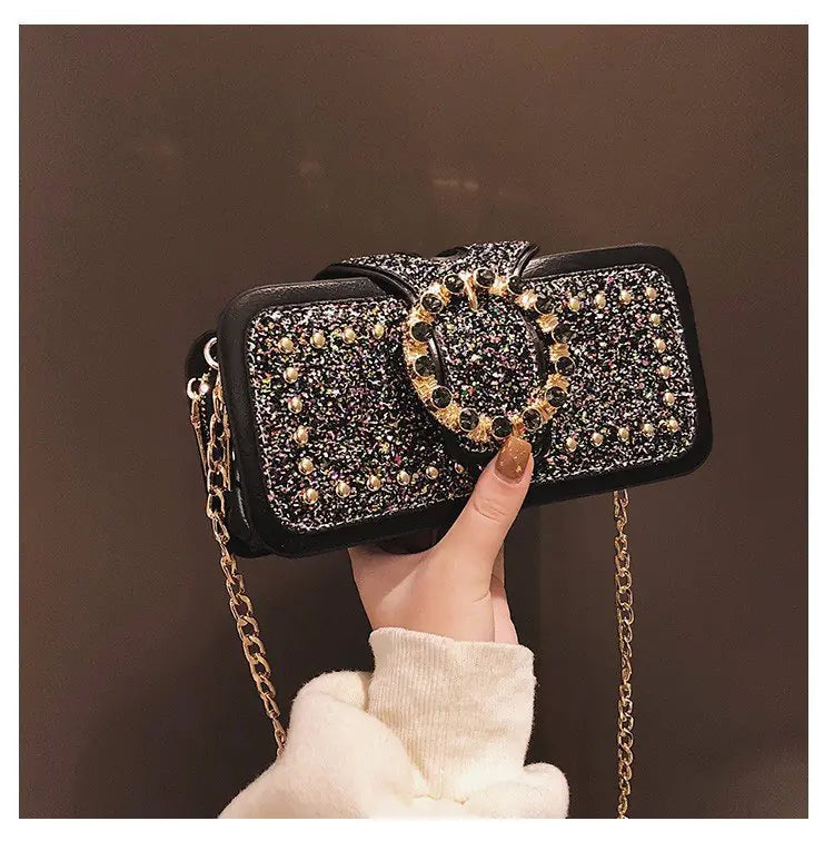 Trendy Sequin Women's Shoulder Bag with Chain Strap
