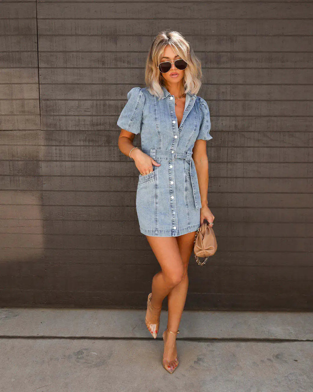 Casual Denim Short Sleeve Dress
