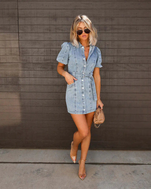 Casual Denim Short Sleeve Dress